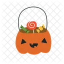 Trick Or Treat Bucket Halloween Candy Pail Spooky Container Icon