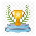 Trophy in podium with leaf decoration  Icon
