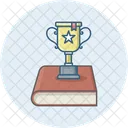 Trophy On Book  Icon