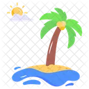 Tropical Island Summer Vacation Paradise Icon