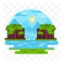 Tropischer Wasserfall  Symbol