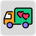 Valentine Day Truck Delivery Icon