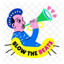 Trumpet Player Blowing Horn Icon