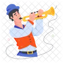 Trumpeter Horn Player Playing Trumpet Icon