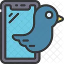 Twitteando Pajaro Dispositivo Icono