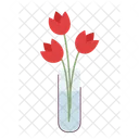 Flowers In Vase Tulips Springtime Glass Vase Icon