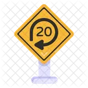 Turn Around Road Post Traffic Board Icon