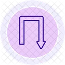 Turn Down Color Circle Icon Icon