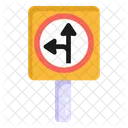 도로 좌회전 직진 도로 기둥 교통 표지판 아이콘
