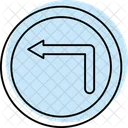 Turn Left Sign Color Shadow Thinline Icon Icon