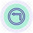 Turn Left Sign Color Circle Icon Icon