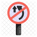 Turn Prohibition Road Post Traffic Board Icon