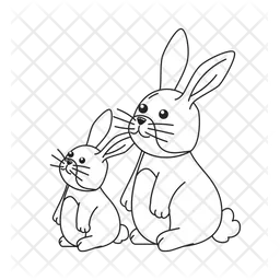 Two bunnies sitting and looking up  Icon