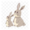 Two bunnies sitting and looking up  Icon