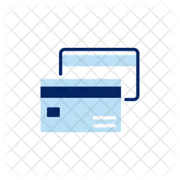 Two credit cards or ATMs stacked on top of each other for refinancing or default on debt  Icon