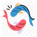 Two Fish Denoting Pisces Flat Icon Fish Icon
