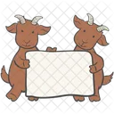 Two Goats Holding A Board Goat Lamb Icon