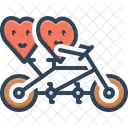 Two Happy Hearts Love Biking Icon