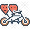 Two Happy Hearts Love Biking Icon