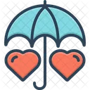 Two Heart Under Umbrella Icon