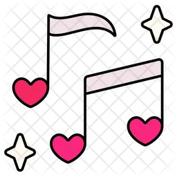 Two Music Notes Heart  Icon