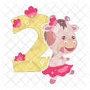 Two number with baby giraffe  Icon