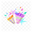 Two Party Popper With Confetti Icon