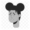 Two Space Buns Flu Woman Tired Black Female 아이콘