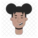 Two space buns woman african american  Icon
