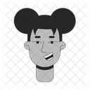 Two Space Buns Woman Black Female African American Happiness 아이콘