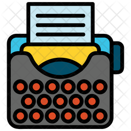 Typewriter Icon - Download in Colored Outline Style