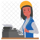 Typewriter Mechanical Woman Stenographer Icon
