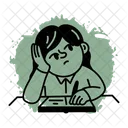 Uberfordert Mude Student Burnout Symbol