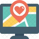 Corazon Mapa Pin Icono