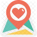 Corazon Mapa Pin Icono