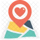 Corazon Mapa Pin Icono