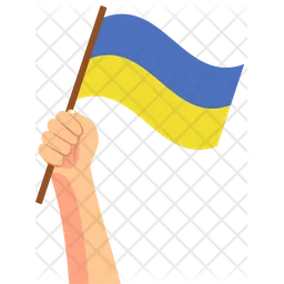 Ukraine hand holding Flag Icon