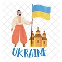Ukrainian Man With Flag Ukrainian Man Flag Icon