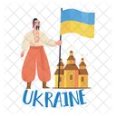 Ukrainischer Mann Mit Flagge Ukrainischer Mann Flagge Symbol