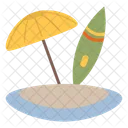 Umbrella and surfing board  Icon