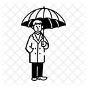 Umbrella Man Raining Protection Icon