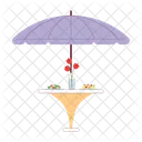 Umbrella Table Dinner Served Patio Dining Icon