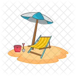 Umbrella with chair in beach  Icon
