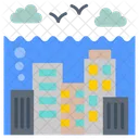Underwater Cities Water Cities Sea Ecology Icon