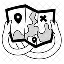 Half Tone Open The Map Illustration Unfolded Map Exploring A Map Icon
