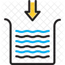 Unten Unterhalb Unter Grund Unterwasser Ebene Pfeil Wasser Symbol