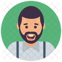 Uomo Barbuto Hipster Avatar Maschile Icon