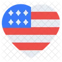Us Heart Flag Flagpole National Flag Icon