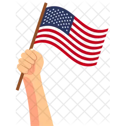 USA hand holding Flag Icon