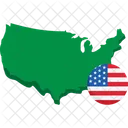 Eua Mapa Americano Ícone